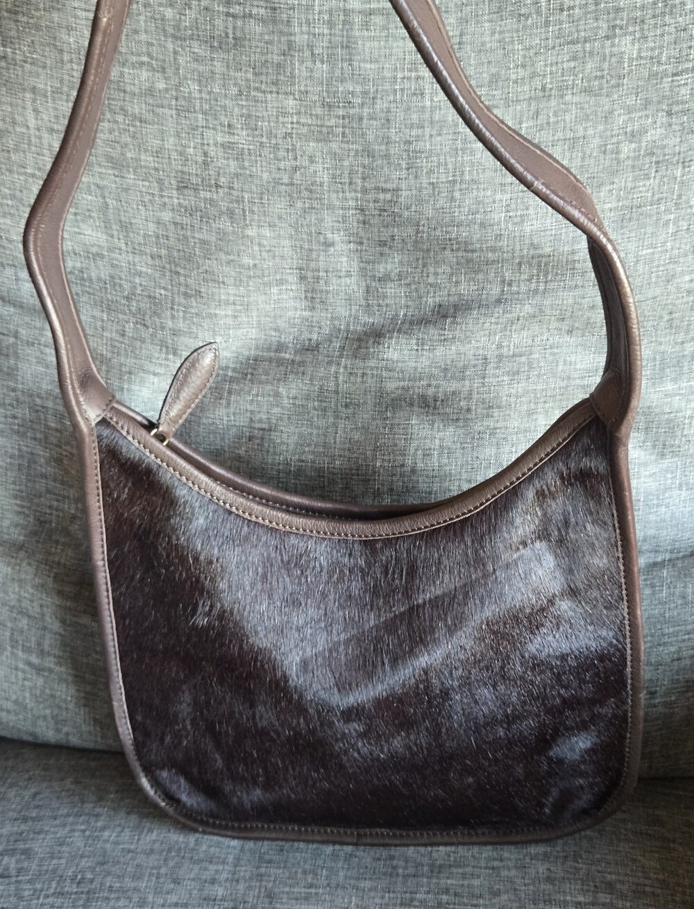 Margot Brown Calf Hair Curve Zip